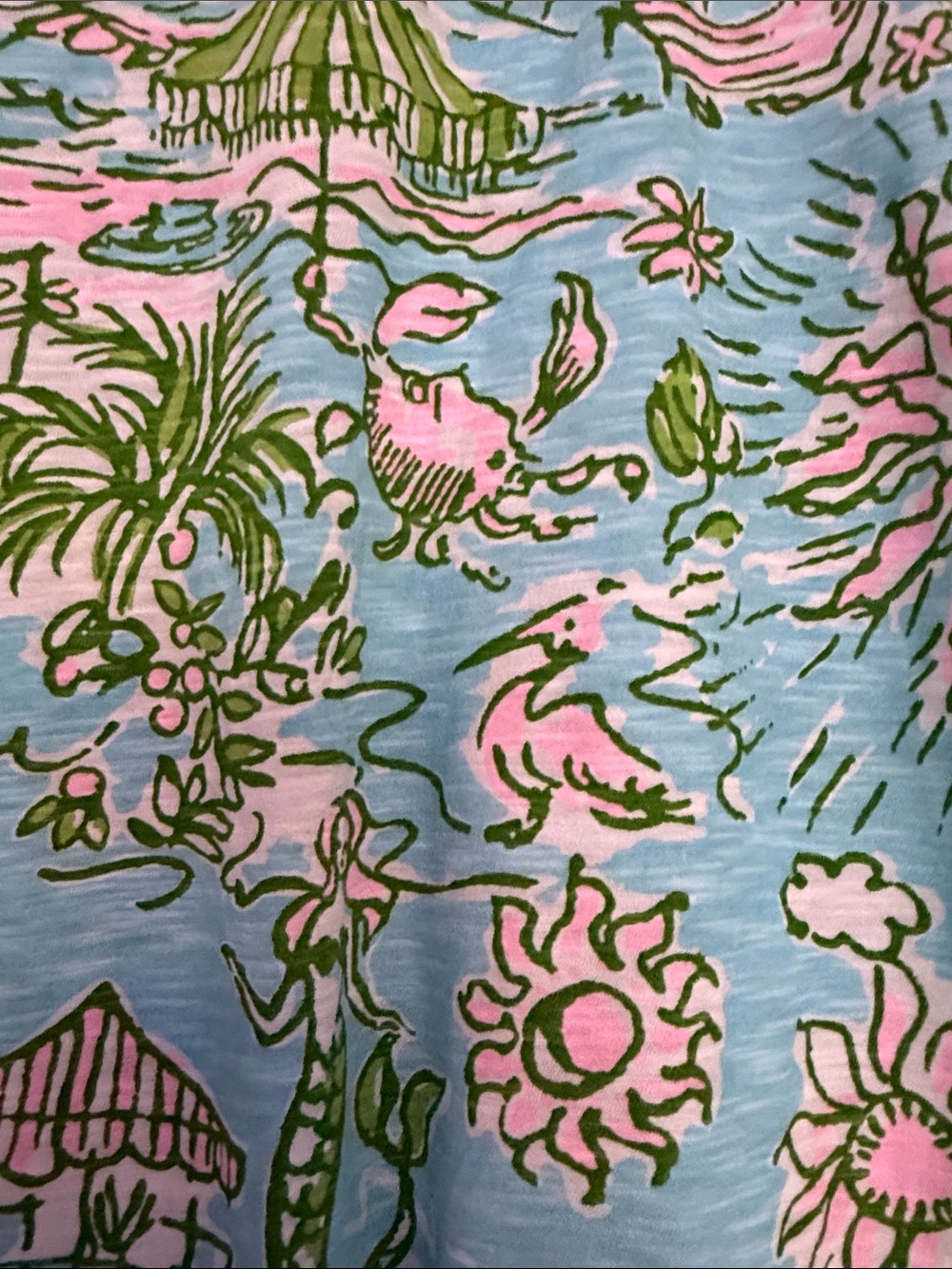 Lilly Pulitzer Light Blue Pink & Green Tropical Print Short Sleeve Tee - Picture 3 of 4
